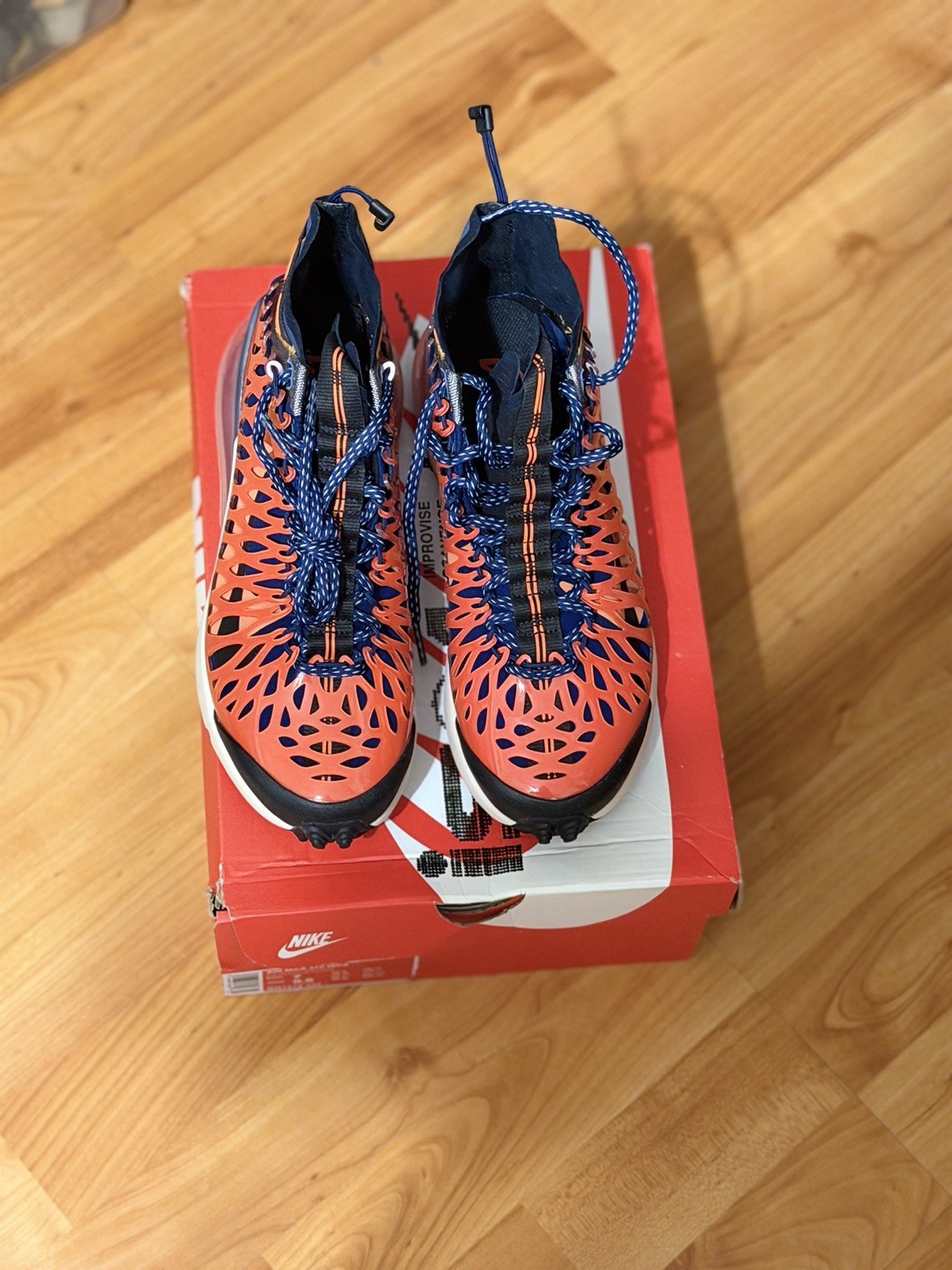 Nike Air Max 270 ISPA Men's Athletic Shoes Size 7, Blue/Void, Terra Orange image 4