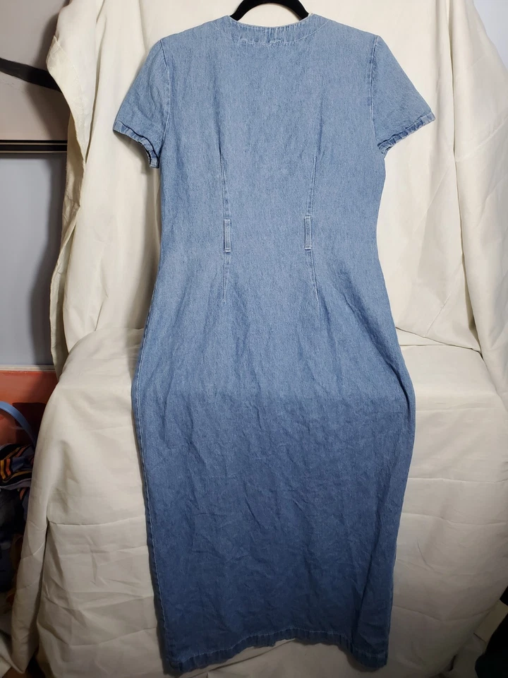 Y2K Vintage STUDIO EASE Denim Button Down Dress Women Size 8 - Image 2 of 4