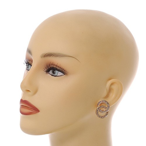 Clear/AB Crystal Infinity Clip On Earrings in Gold Tone Metal - 25mm Tall - Picture 3 of 6
