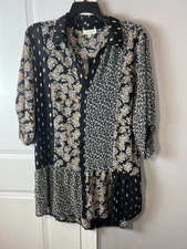 Umgee USA dress. 1XL. Black Paisley Gold accents patchwork Kimono Boho Style