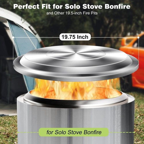 Lid for Solo Stove Bonfire: 19.5 Inch Stainless Steel Fire Pit Cover for Solo St - Picture 7 of 7