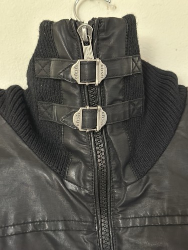 Giacca DIESEL donna nera moto biker full zip cropped taglia S foderata calda - Foto 8 di 14