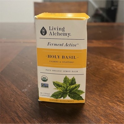 Living Alchemy Holy Basil Lemon Balm Vegan Capsules USDA Organic 60ct Exp 05/26