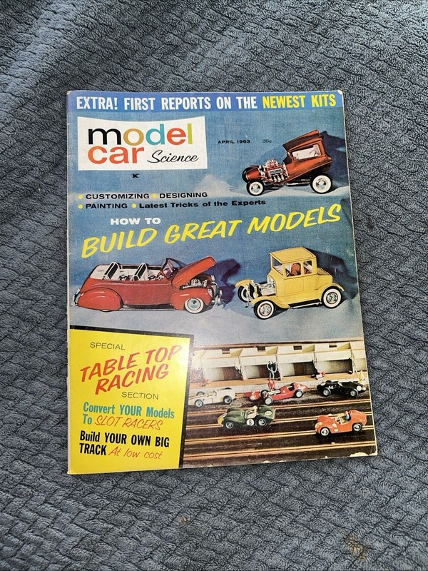 Model Car Science April 1963 Magazine Table Top Slot Car Racing Section Original
