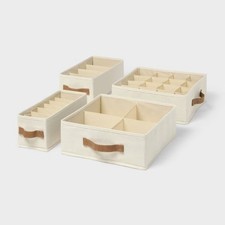 4pk 2 Medium/2 Small Clothing Storage Bins with Dividers