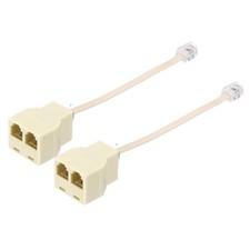 2 Pack 0.5ft Phone Jack Splitter, RJ11 6P4C Telephone Line 2 Way Adapter