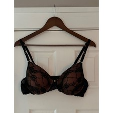 Natori Black Floral Lace Underwire Bra Tan Li...