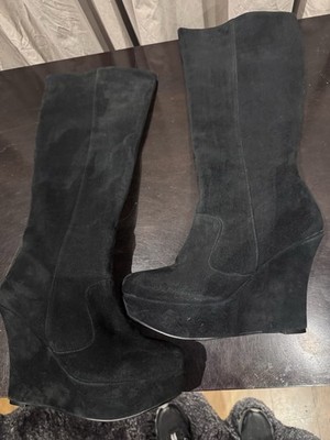 Velvety Real Suede Platform Wedge Boots By Office London 39 