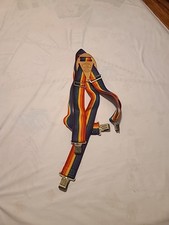 Vintage KLEIN Tools Rainbow Stripe SUSPENDERS Mork  Mindy Pride 2" - Parade