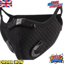 Reusable Washable Anti Pollution Face Mask PM2.5 One/Two Air Vent With Filter UK