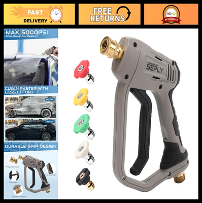 #ad High Pressure Washer Gun 5000 PSI 5 Nozzle Tips M22 14mm Ergonomic Handle for $40.99