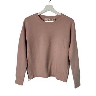 Levi's Sweater Womens XS Pink Blush Crewneck Side Zip Knit Pullover Long Sleeve