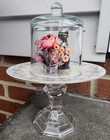 New Glass Dome Cloche On Glass Pedestal W/ Vintage Haviland China And 2 Sphynx  — photo 2
