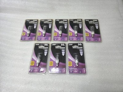 8 Bulbs- Feit Electric 50W and 150W BPQ/CL/MC Bulb, Mini Candelabra -Halogen E11