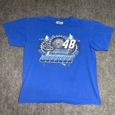 Mens Large Blue Jimmie Johnson 48 NASCAR Chase Authentics 2015 Schedule T Shirt