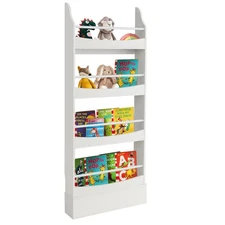 Kids 4-Tier Bookshelf Toy Storage Bookcase Rack Wall w/ Anti-toppling Kits White