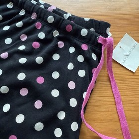 NWT Victoria&rsquo;s Secret Pajama PJ Pants Black Pink Polka Dots Sz L 