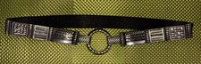 Chico's Limenta Black Silver Hook Buckle Genuine Leather Belt Boho Chic Waist