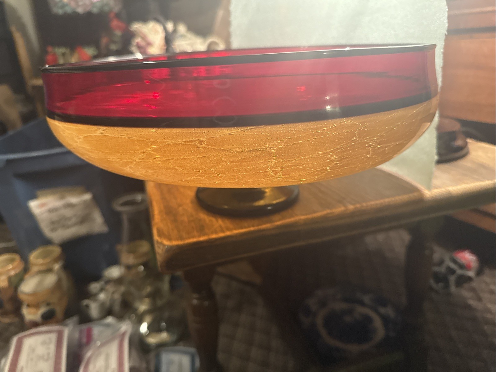 Kenny Pieper Autumn Primavera Glass Art Centerpiece Low Round Bowl Unsigned