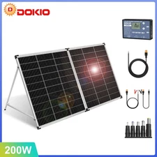 Dokio 200W 18V High efficiency Foldable Glass Solar Panel Kit for Garden/Outdoor