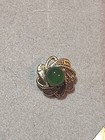 Quality Jadeite Jade Emerald Green Dome Genuine Stud Earrings Gold Tone New — photo 3