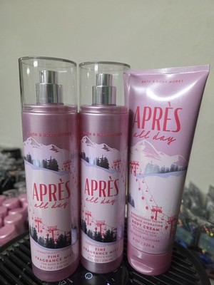APRES ALL DAY LOT OF 3 ONE CREAM TUBE LOTION & 2 SPRAY MISTS BATH AND BODY WORKS