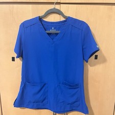 Women s Med Couture Scrub Top Royal Blue Size M Medium Excellent Pre-owned.