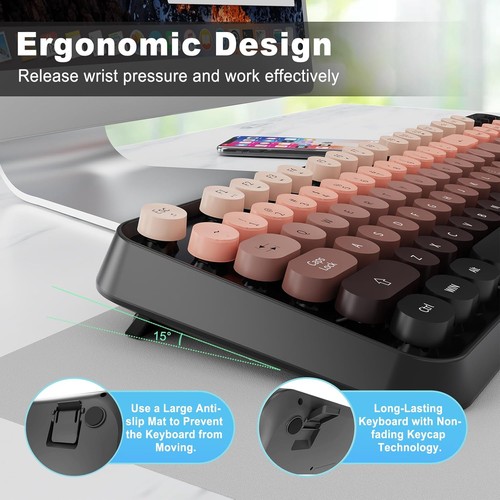 FD Wireless Keyboard and Mouse Combo - 2.4G Full-Sized Cute Colorful Mouse an... - Picture 6 of 7
