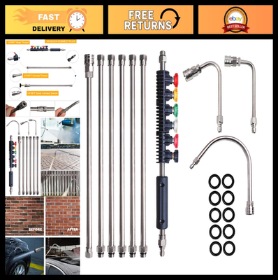 #ad 10 Pack Pressure Washer Extension Wand with 6 Nozzle Tips amp; Gutter Cleaner 4000 $52.99