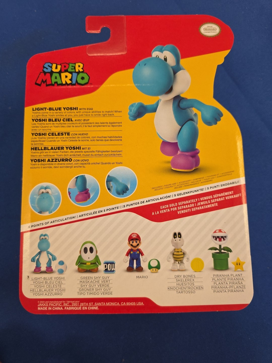 Jakks Pacific 42678 World Of Nintendo 4 Inch Blue Yoshi With Egg Action Figure