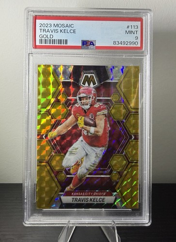 2023 Travis Kelce Gold Mosaic /10 Prizm PSA 9 #113 Chiefs NFL