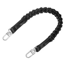 Braided Purse Strap, 1Pc 44.7cm/17.6" Black PU Leather with Silver Buckles