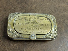Vintage John Woods & Sons Match Safe & Stamp Safe 1892