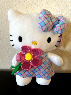Sanrio HELLO KITTY with Flower Easter Spring PLUSH 8'' Pastel Dress NEW +TAG