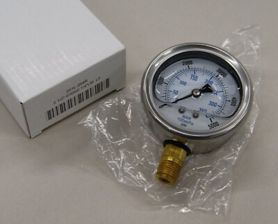 #ad Stainless Steel Liquid Filled Pressure Gauge 0 5000 BAR 100xkPa NIB L 4708 $7.00