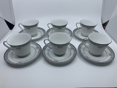 Noritake Legendary Lunceford Cups & Saucers Set Of 6