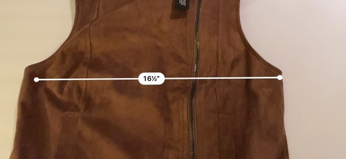 Express Faux Suede Brown Rust Women Zippered Fashion Vest Small NWT - Picture 9 of 10