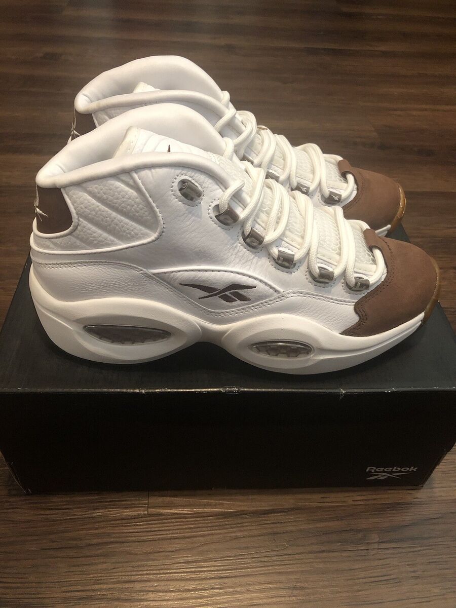 Reebok Question Mid Mocha Toe White Brown Men's Size 7.5 Reebok Question Mid Mocha Toe White Brown Men's Size 7.5
