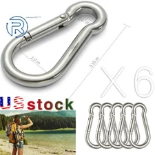 Stainless Steel 304 Spring Snap Hook Carabiner Clips 440lbs, Set of 6