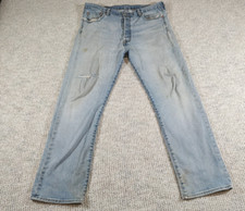 Levi's 501 Button Fly Jeans Men's 36x27 Tag 36x30 Distressed Light Straight Leg