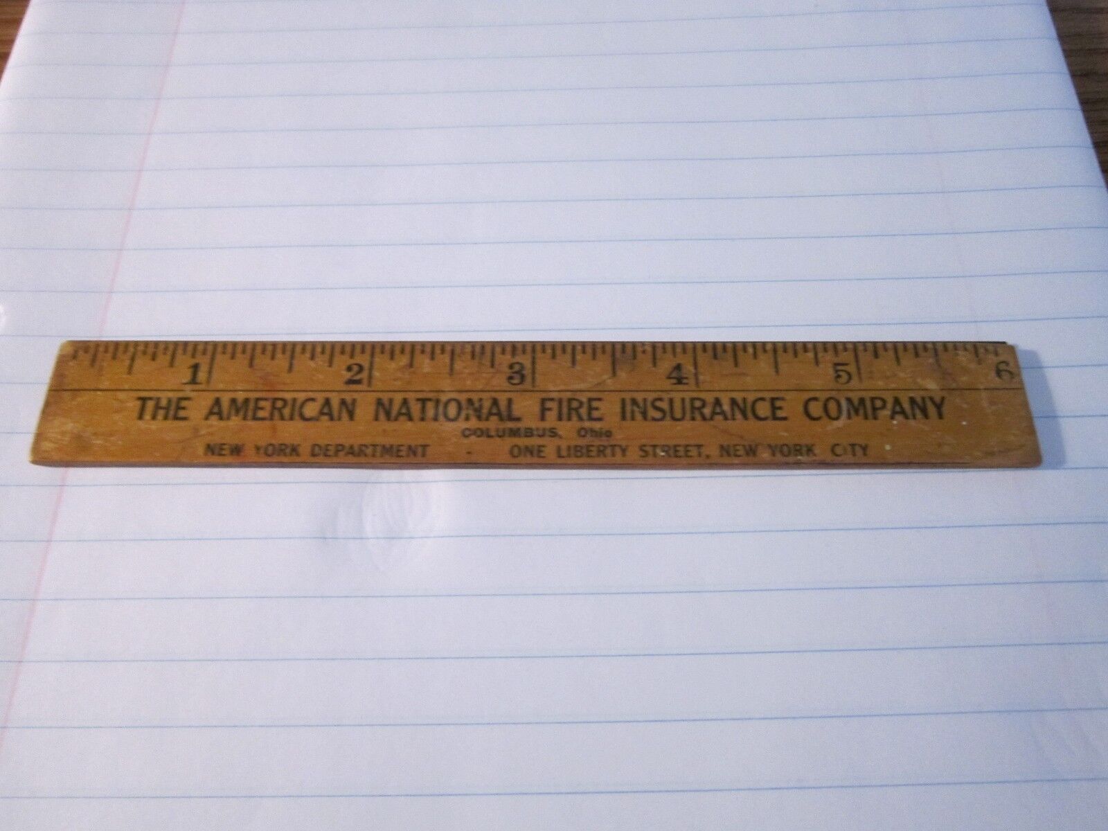 American National Fire Insurance Co Collectible Vtg 1 Liberty St. Ruler Nyc Ohio