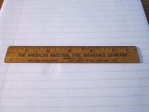American National Fire Insurance Co Collectible Vtg 1 Liberty St. Ruler NYC Ohio