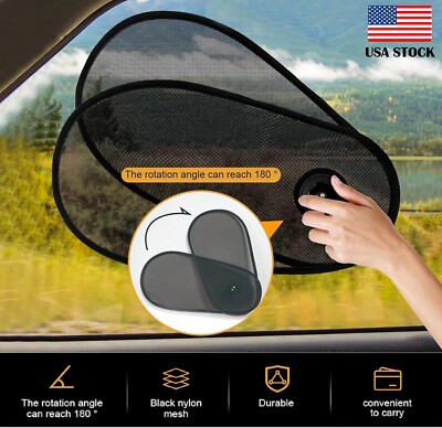Universal Car Side Window Sunshades Rotatable Baby Safe Sun Visor Adjustable USA