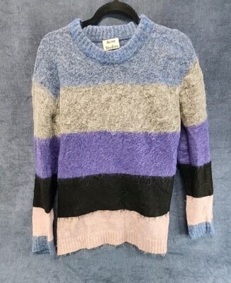 Acne Studios Striped Distressed Knit Mohair Sweater sz XS Blue