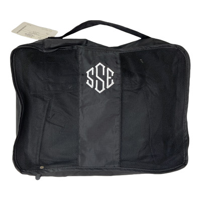 NWT Marleylilly Monogrammed Black Traveler Tioletries Packing Bag Set A82