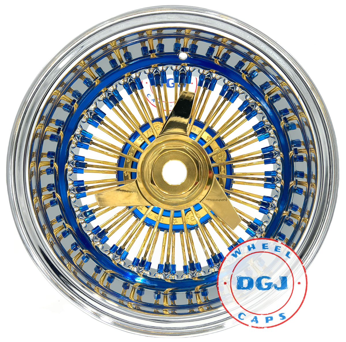 DGJ WHEELS 13x7 Rev 72 Straight Lace Candy Blue & Gold