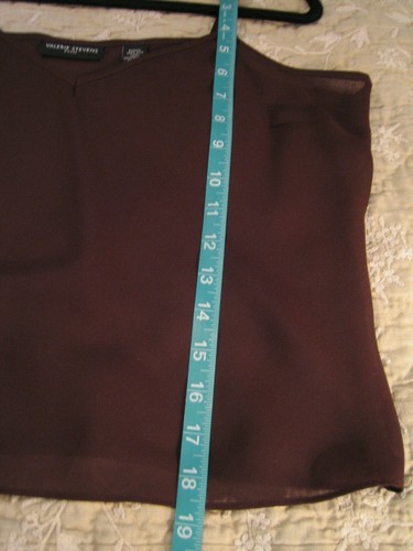 Brown Silk Button Down Blouse w/ Cami. Long Sleeve PM Excellent. - Picture 9 of 11