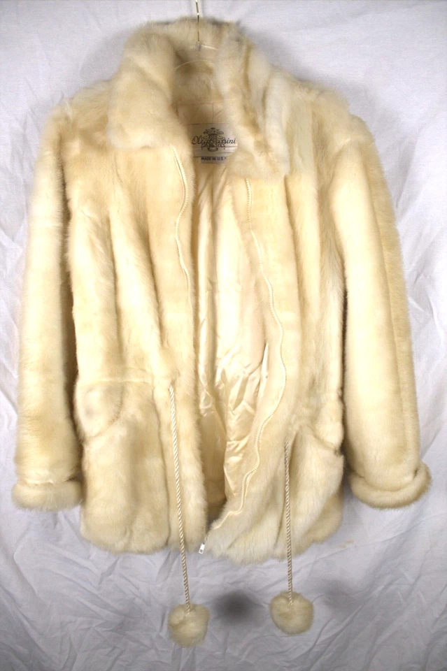 Abrigo Oleg Cassini de piel sintética rubio/marfil abrigo largo de colección elegante piel de visón sintético Foto 4 de 4