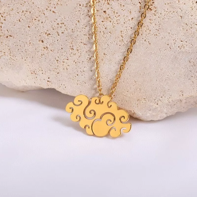 Cute Cloud Pendant Dainty Cloud Necklace 18K Gold Cloud Necklace