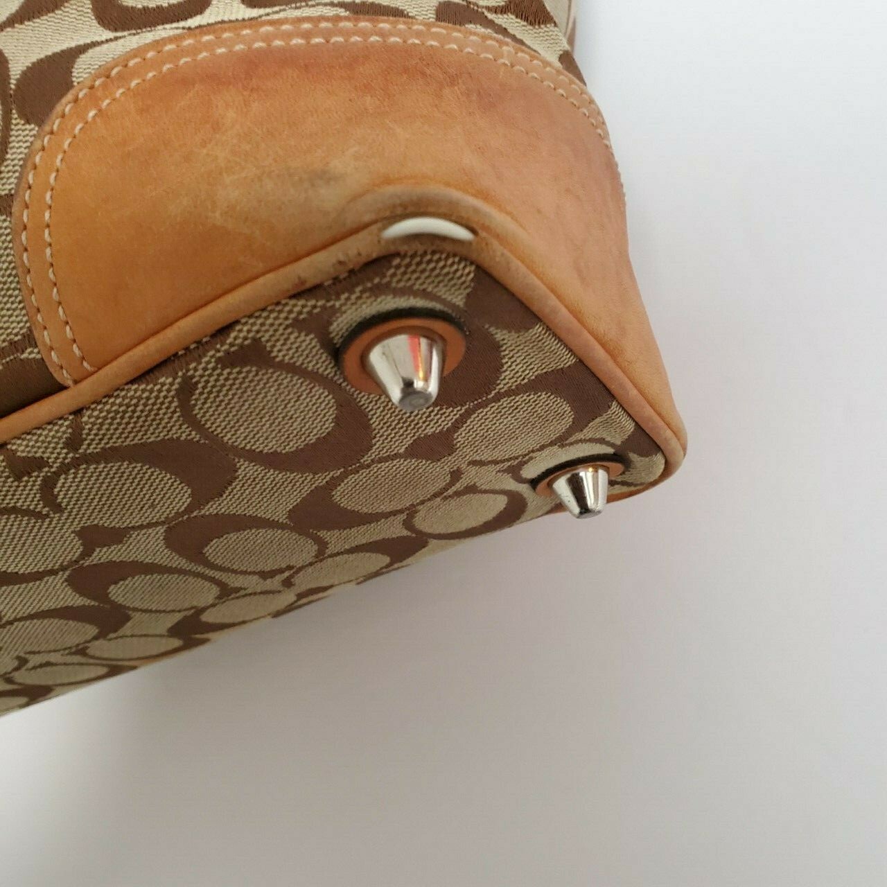 Coach J3J6892 Hampton Signature Monogram And Leather Purse/Satchel